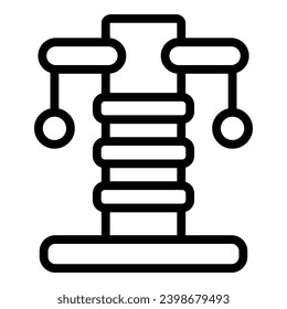 Sisal cat scratching tower icon outline vector. Kitten pillar scratcher with balls. Playing feline toy