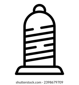 Sisal rope covered cat scratcher pillar icon outline vector. Soft handmade scratching tool. Feline claw care accessory
