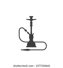Sisha icon isolated on white background. Hookah black and white flat style sillhouette illustration.