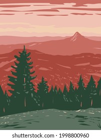 Siskiyou Mountains Located in Cascade-Siskiyou National Monument in Southwestern Oregon United States WPA Poster Art