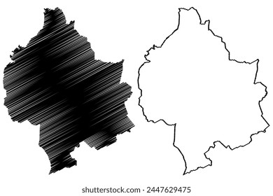 Bezirk Sissach (Schweiz, Schweizerische Eidgenossenschaft, Kanton Basel-Landschaft oder Country, Baselland oder Baselbiet) Karte Vektorillustration, Skizze des Bezirks Sissach