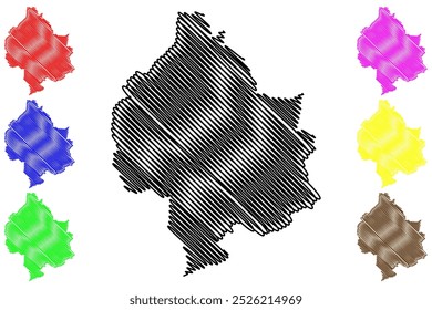 Bezirk Sissach (Schweiz, Schweizerische Eidgenossenschaft, Kanton Basel-Landschaft oder Basel-Land, Baselland oder Baselbiet) Karte, Vektorgrafik, Skizze Bezirk Sissach Karte