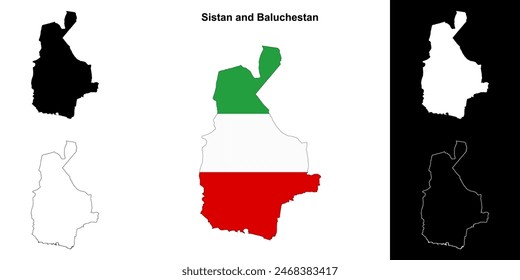 Sistan and Baluchestan province outline map set