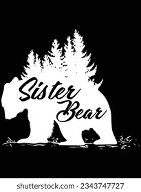 Sister bear EPS file for cutting machine. You can edit and print this vector art with EPS editor.