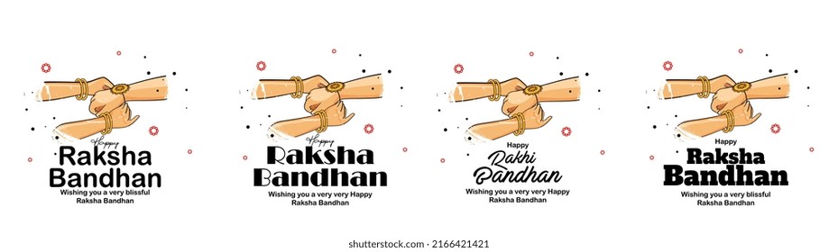 A sister is binding rakhi on her brother s hand on the occasion of Raksha Bandhan Test sticker design with different font styles.