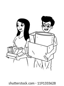 sister and brother are transporting things