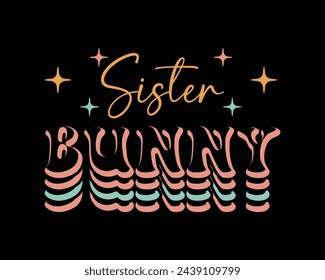 Hermana Conejito Diseño Retro, Pascua Diseño Retro, Familia de Pascua, Estilo Groovy Diseño del Día de Pascua, Pascua divertida, Cortar archivos Cricut, Silueta, png, Conejito cara