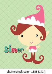 Sister elf at green background