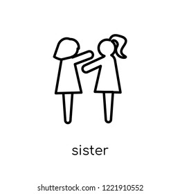 sister icon. Trendy modern flat linear vector sister icon on white background from thin line family relations collection, editable outline stroke vector illustration