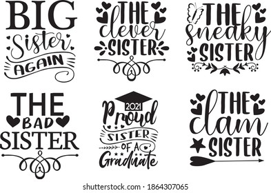 Sister Quotes Design Vector  Illustration On White Background EPS. 10