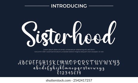 Fonte de Sisterhood Pincel elegante pintado com letras maiúsculas vetoriais, alfabeto, fonte