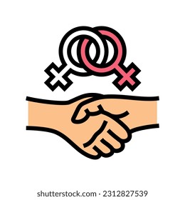 sisterhood support feminism woman color icon vector. sisterhood support feminism woman sign. isolated symbol illustration