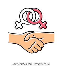 sisterhood support feminism woman color icon vector. sisterhood support feminism woman sign. isolated symbol illustration