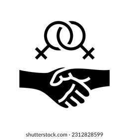 sisterhood support feminism woman glyph icon vector. sisterhood support feminism woman sign. isolated symbol illustration