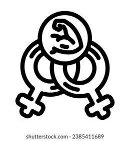 sisterhood support feminism woman line icon vector. sisterhood support feminism woman sign. isolated contour symbol black illustration