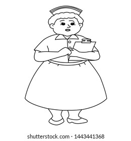 sister/nurse design line vector illustration can for childreen drawing book or coloring