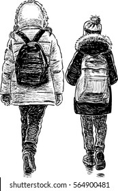 sisters go home from a school