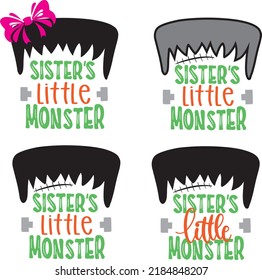 Sister's Little Monster Halloween Vector File