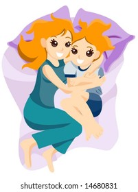 Hermanas/Mamá y Hija - Vector