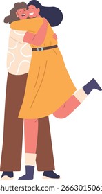 Irmãs de pé e abraçando ilustração vetorial