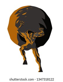 sisyphus pushing a rock