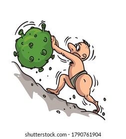 Sísifo revierte la ilustración del vector del virus de la montaña