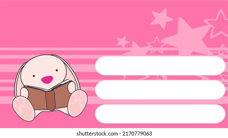 sit baby bunny cartoon reading book illustration background in vector format