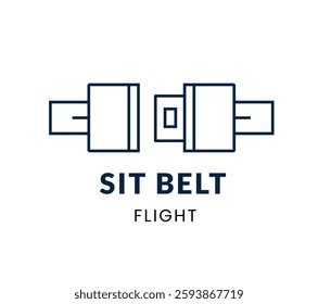 Sit Belt line Icon Set . Safety belt, shield, road, travel, drive . Vector Illustration