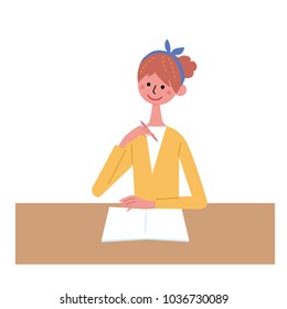 to sit at a desk illustration