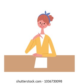 to sit at a desk illustration