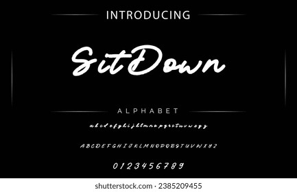 Sit Down signature Font Calligraphy Logotype Script Brush Font Type Font lettering handwritten