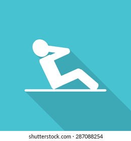 sit up flat icon with long shadow.