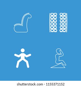 Sit icon. collection of 4 sit filled and outline icons such as plane seats, man doing exercises. editable sit icons for web and mobile.