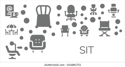 sit icon set. 11 filled sit icons.  Collection Of - Wait, Chair, Chairs, Armchair, Office chair
