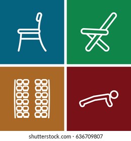 Sit icons set. set of 4 sit outline icons such as plane seats, outdoor chair, chair