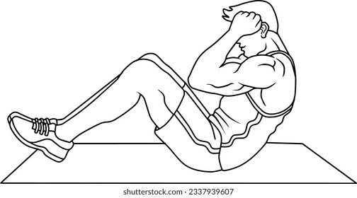 sit up line vector illustration isolated on white background