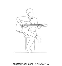 Sit Man Playing Acoustic Guitar Continuous Stock Vector (Royalty Free ...