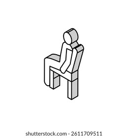 sit man silhouette isometric icon vector. sit man silhouette sign. isolated symbol illustration