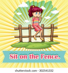 Sit on the fence illustration