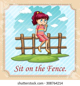 Sit on the fence illustration