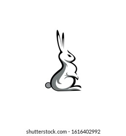 Sit rabbit logo Isolated on white background.