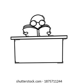 Sit and read. Doodle vector icon. Drawing sketch illustration hand drawn cartoon line.