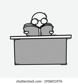 Sit and read. Doodle vector icon. Drawing sketch illustration hand drawn cartoon line.