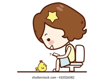 Sit in a restroom