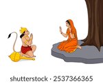 Sita Devi Blessing to Hanuman Illustration, Lord Sita, Lord Hanuman, Hindu Gods Illustration