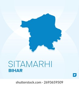 Mapa del distrito de SITAMARHI, Bihar, India - Esquema de Vector editable.