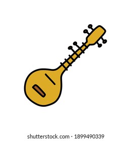 sitar doodle icon, vector illustration