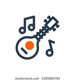 Sitar for Holi Festival Vector Icon