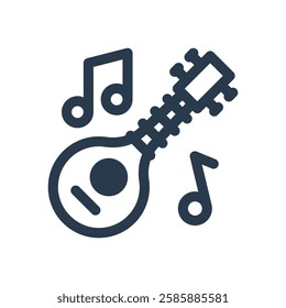 Sitar for Holi Festival Vector Icon