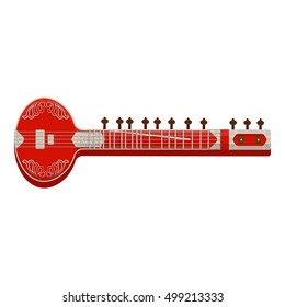 Sitar icon in cartoon style isolated on white background. India symbol stock vector illustration.